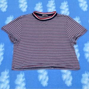 Red White and Blue Striped Crop Top